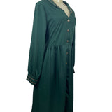 XSL Women’s Green Zip Up pockets Button Arm Dress