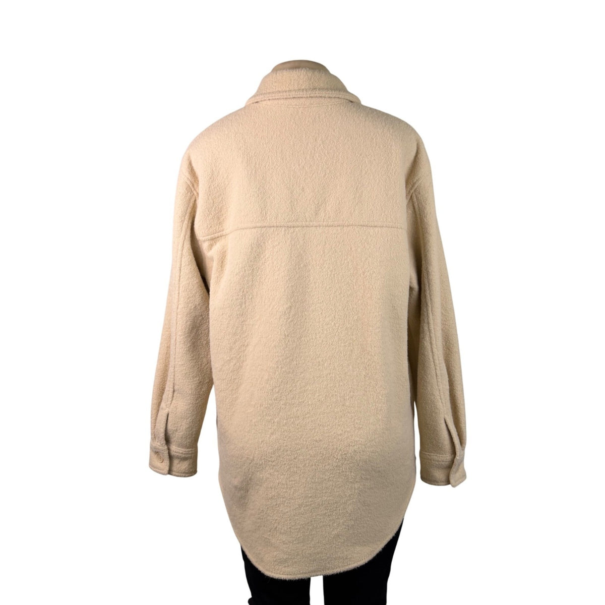 Hilary Radley Womens Beige Fleece Button-Up Shirt Jacket Casual Oversized Sz L