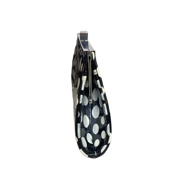 Neiman Marcus Women's Black White Circles Evening Clutch Sz S