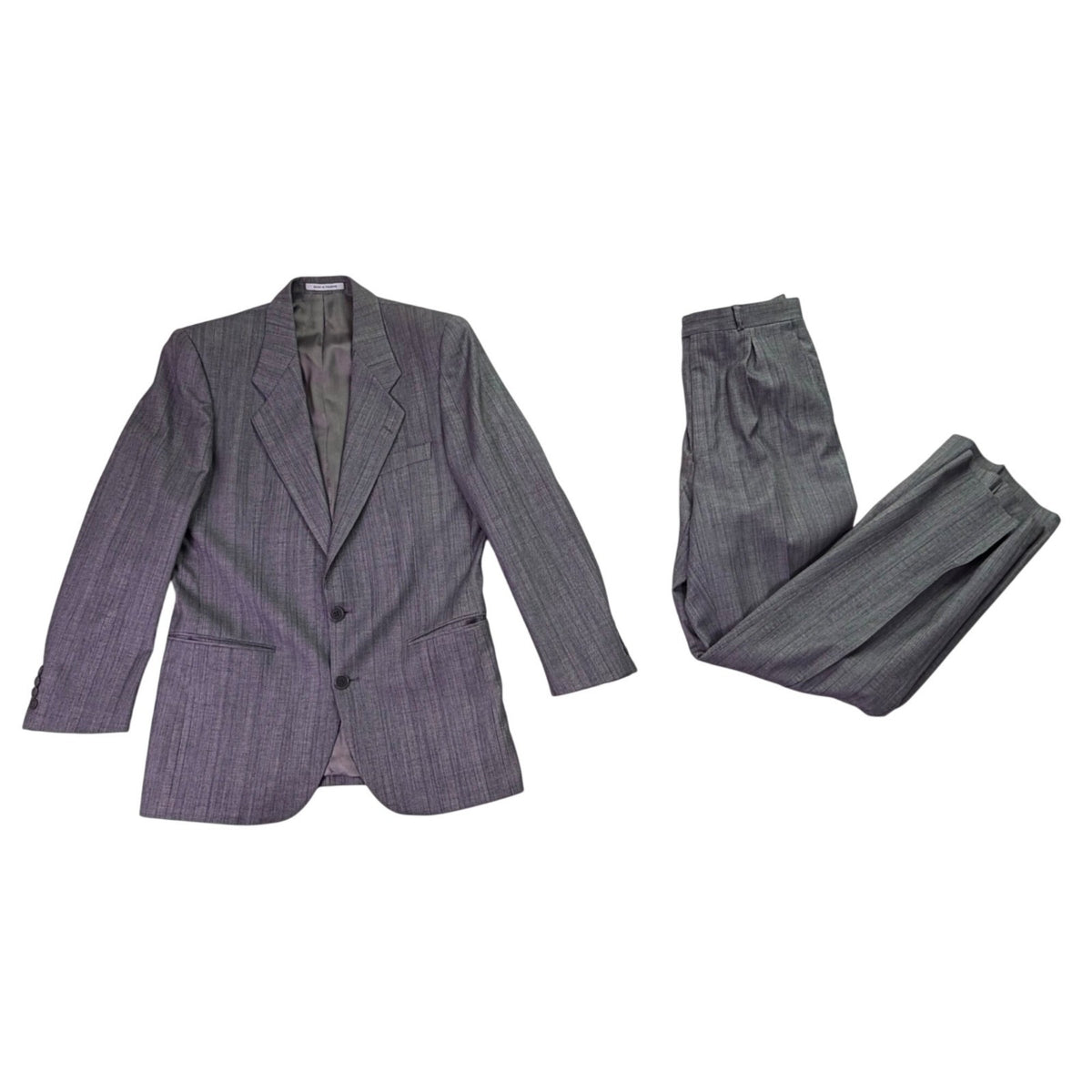 Saint Laurent Mens Gray Wool Pinstripe Blazer & Pants Suit Classic Fit