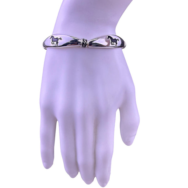 Fashion Leader Womens Silver Tone Equestrian Horse Bangle Bracelet 