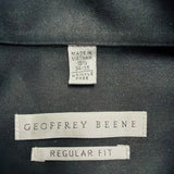 Geoffrey Beene Mens Black Wrinkle-Free Button-Up Dress Shirt Regular Fit Sz 15.5