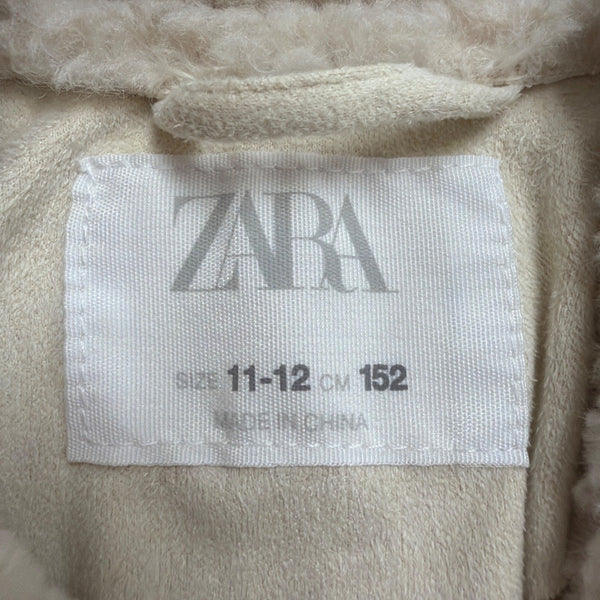 Zara Kids Beige Sherpa Button-Up Jacket With Pockets Size 11-12 Years