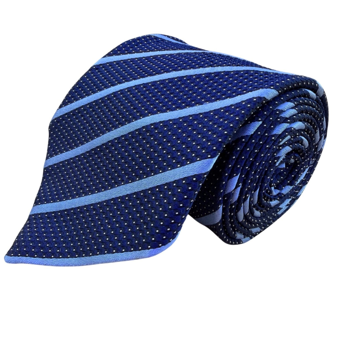 Armani Mens Blue 100% Silk Patterned Striped Tie Made In Italy