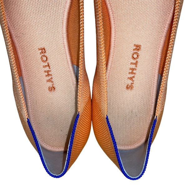 Rothys Women’s Orange Knit Round The Daily Flat Shoes Size W12