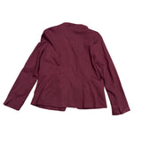 Skies Are Blue Womens Burgundy Open-Front Blazer Floral Lining Size L