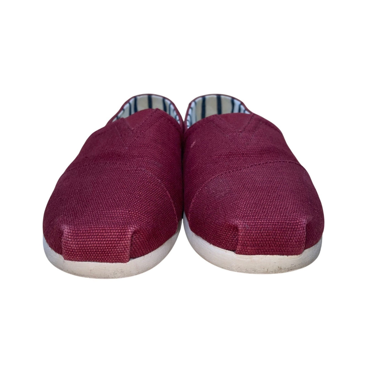 Toms Women’s Burgundy Canvas Striped Lining Casual Classic  Slip-On Shoes Size 9