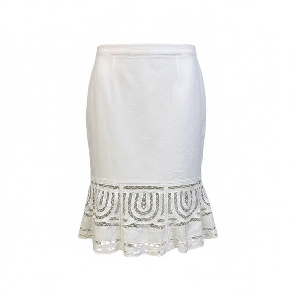 Ashley Stewart Womens White Linen & Rayon Cutwork Pencil Skirt Size 24W