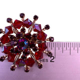 Silver Tone Womens Red Crystal Snowflake Brooch Costume Jewelry Round Design