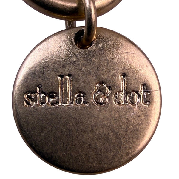 Stella & Dot Womens Cream & Gold Metal Bloom Flower Statement Necklace