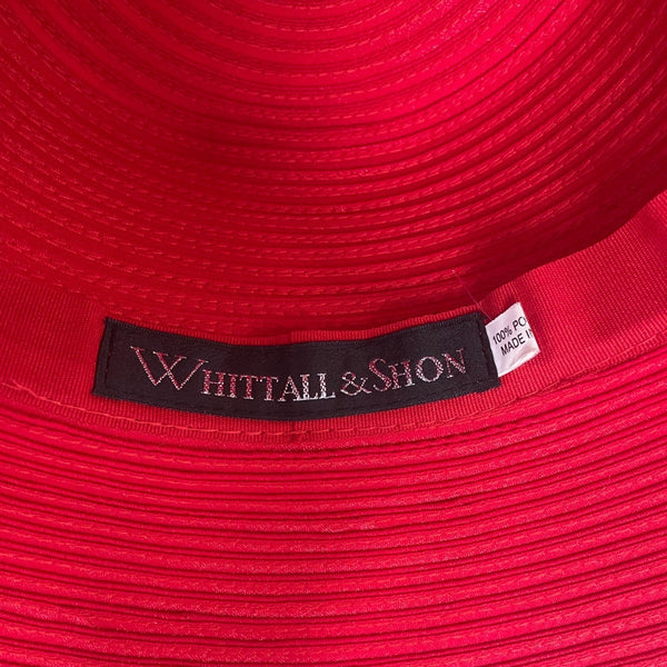 Whittall & Shon Womens Red Dress Hat With Decorative Flower