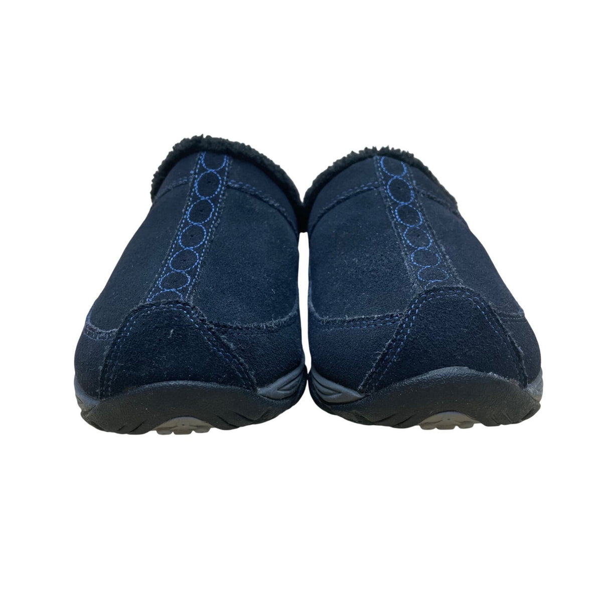 Easy Spirit Women’s Blue Suede Faux Fur Slip-On Mule Clogs Size 8.5M