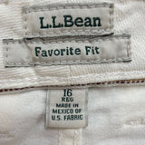 L.L. Bean Womens White Favorite Fit Jeans Regular Comfortable Size 16