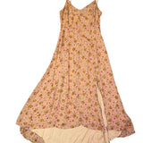 Line & Dot Womens Pink Floral Midi Dress With Spaghetti Straps & Side Slit Sz M
