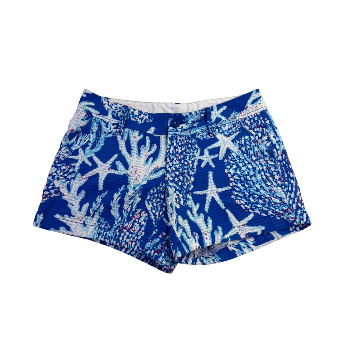 Lilly Pulitzer Womens Blue The Callahan Short With Starfish Coral Print Size 8
