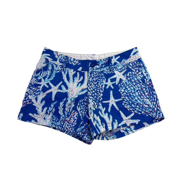 Lilly Pulitzer Womens Blue The Callahan Short With Starfish Coral Print Size 8