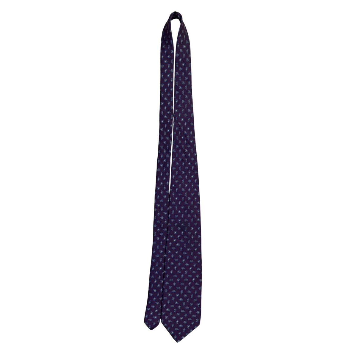 Robert Talbott Mens Purple Silk Necktie Paisley Print 57" Length Classic Style