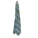 Britches Mens Green & Blue All Silk Patterned Tie Paisley-Diamond Design Elegant