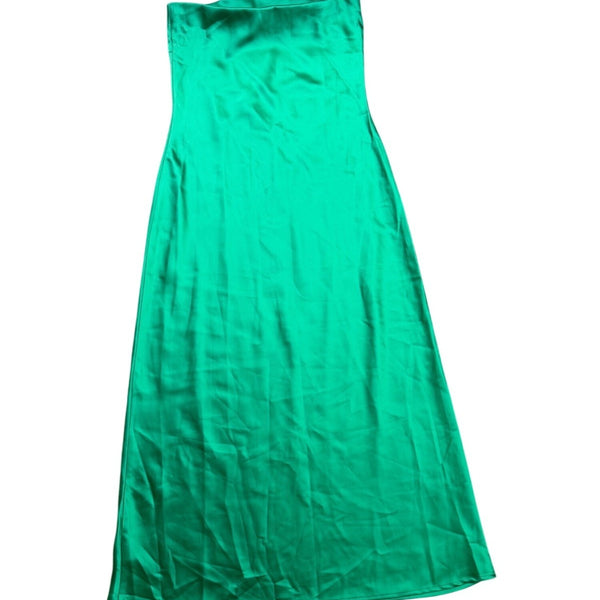 RESA Women Green Satin Strapless Formal Dress Size L