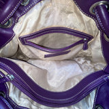 Tignanello Women’s Purple Leather With Dual Handles & Key-lace Shoulder Tote Bag