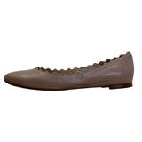 Chloé Women’s Taupe Scalloped Leather Made In Italy Ballet Flats Size 7.5US