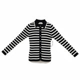 Nine West Womens Black & White Striped Button-Up Cardigan Sweater Size S