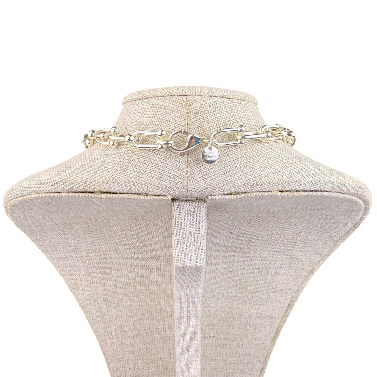 Mia Fiore Diadema Womens Silver Tone Bronze Chain Link Necklace Italian Design