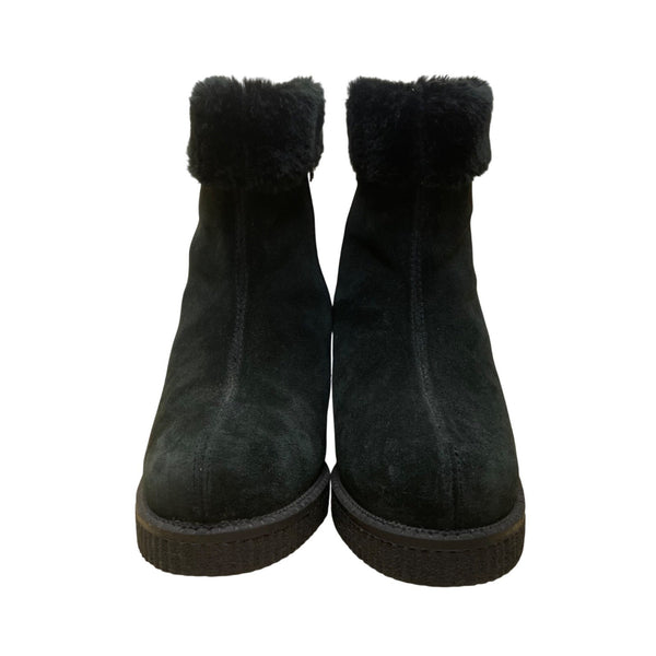 Totes Women’s Black Faux Fur Trimmed Leather Citi Night Ankle Boots Size 8M