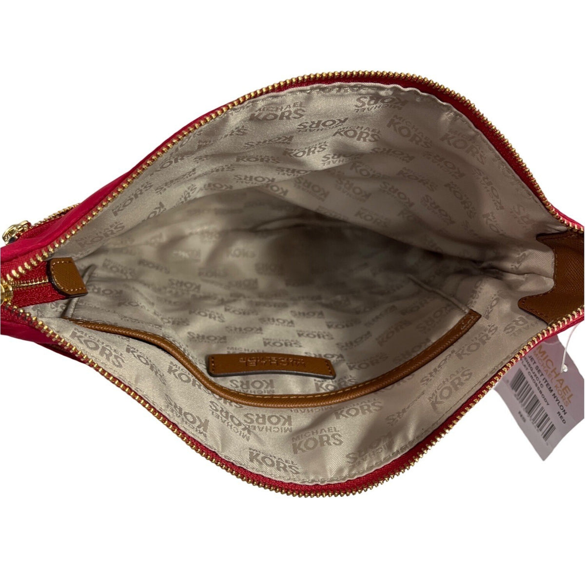 Michael Kors Women's Red Jet Set Flat Crossbody Bag With Gold Accents Sz M - NWT