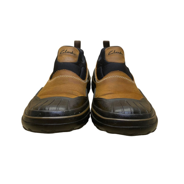 Clarks Men’s Brown & Black Leather Waterproof Slip-On Outdoor Shoes Size 7M