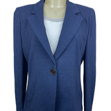Giorgio Womens Textured Blazer Jacket Size 48 Blue Made In Italy
