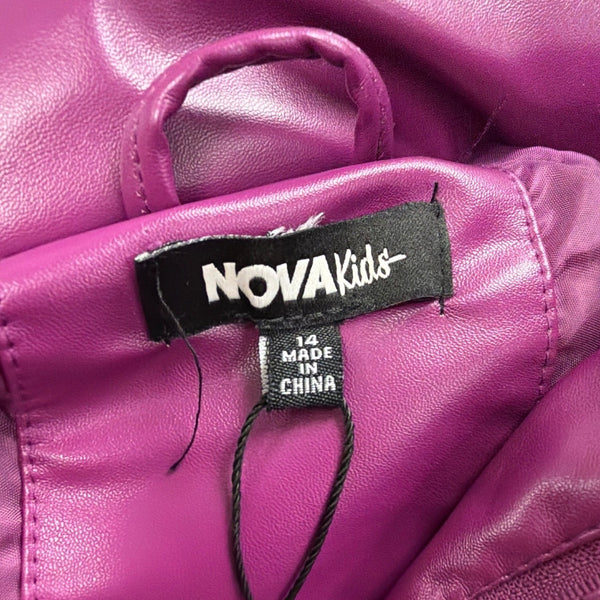 Fashion Nova Girls Purple Puffer Coat Faux Fur Hood Size 14 Y2K Winter