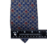 Bacardi Mens Blue Pure Silk Chain & Red Bat Icon Necktie Patterned