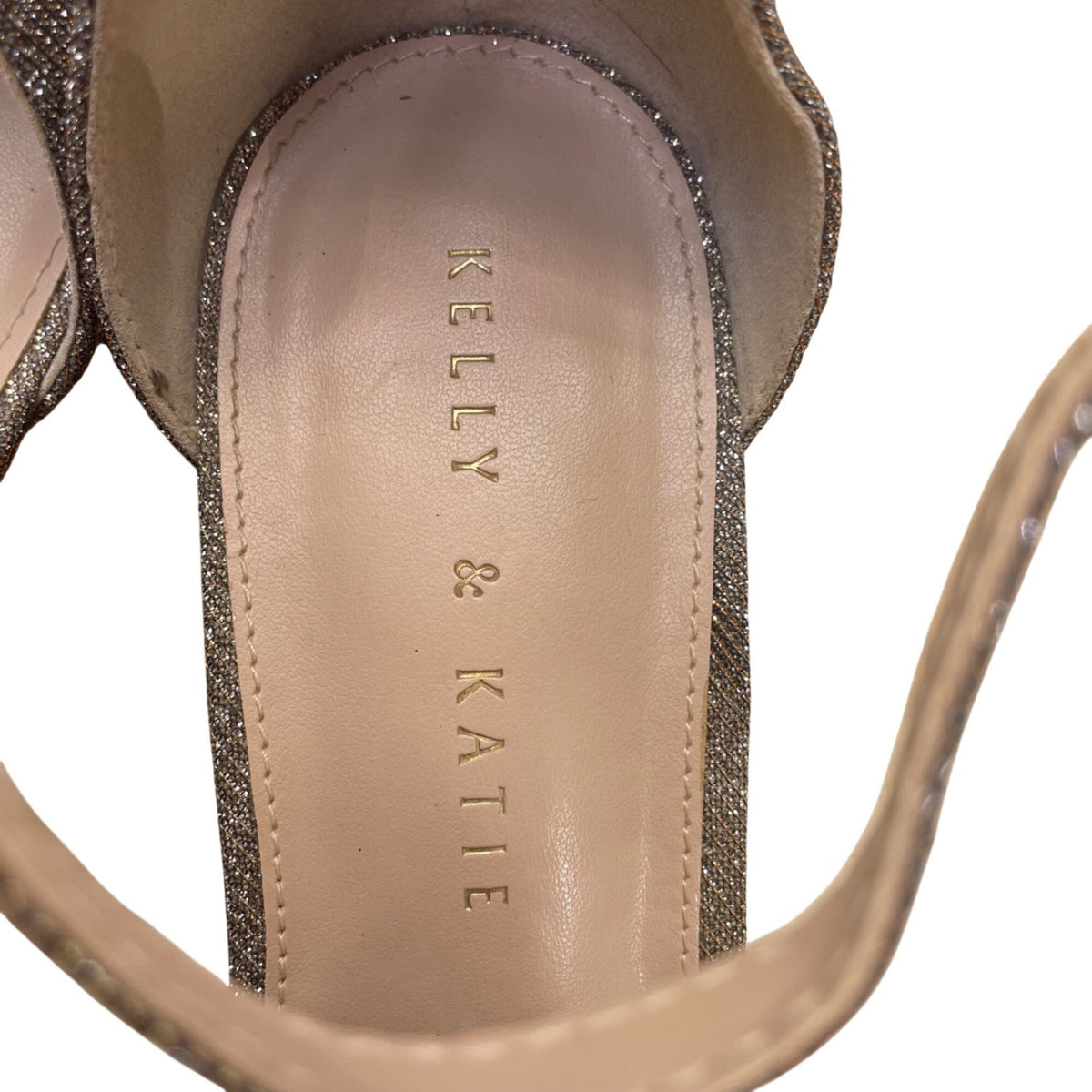 Kelly & Katie Women’s Bronze Glitter Ankle Strap Block Heel Caital Sandals Sz 9M