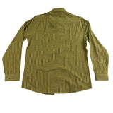 Fabindia Mens Green Striped Cotton Shirt Slim Fit Long Sleeve Size L - New