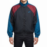 Nike Mens Black Teal Burgundy Nylon Windbreaker Jacket Full Zip Retro Style