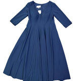 Azazie Womens Navy Midi Dress Stylish Fit & Flare 3/4 Sleeves  Sz- A16