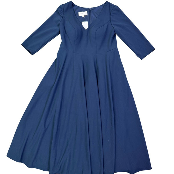 Azazie Womens Navy Midi Dress Stylish Fit & Flare 3/4 Sleeves  Sz- A16