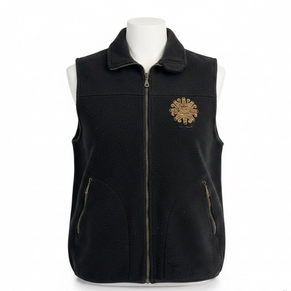 Fairline Unisex Black Fleece Sleeveless Vest Zipper Front Embroidered Sz M