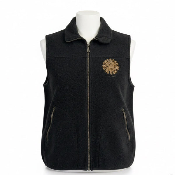 Fairline Unisex Black Fleece Sleeveless Vest Zipper Front Embroidered Sz M