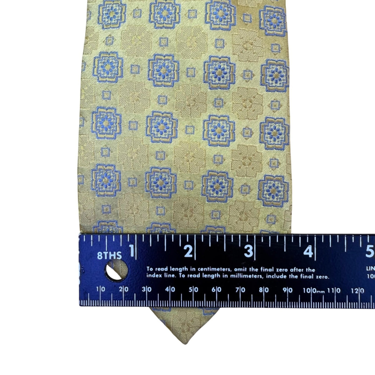 Jos. A. Bank Mens Yellow & Blue Silk Tie Signature Collection Geometric Pattern