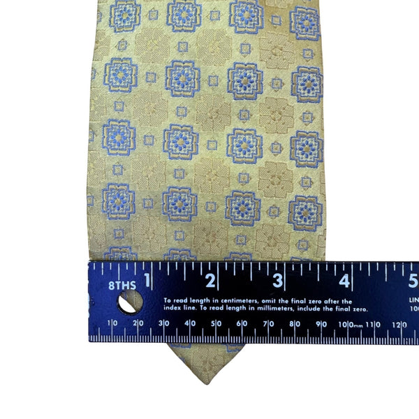 Jos. A. Bank Mens Yellow & Blue Silk Tie Signature Collection Geometric Pattern