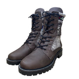 Martino Women’s Brown Leather Knit Pattern Lace-Up Doubletex Winter Boots Sz 11