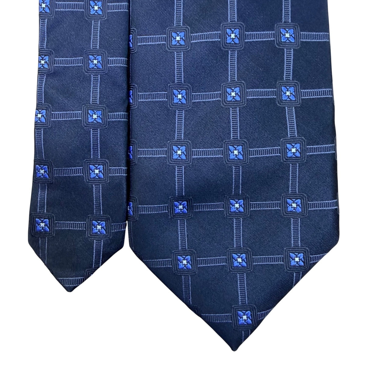 Donald J. Trump Mens Blue Silk Floral Geometric Tie Handmade Classic Necktie