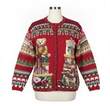 Carolina Colours Womens Red Festive Christmas Beaded Cardigan Plus Size 20W