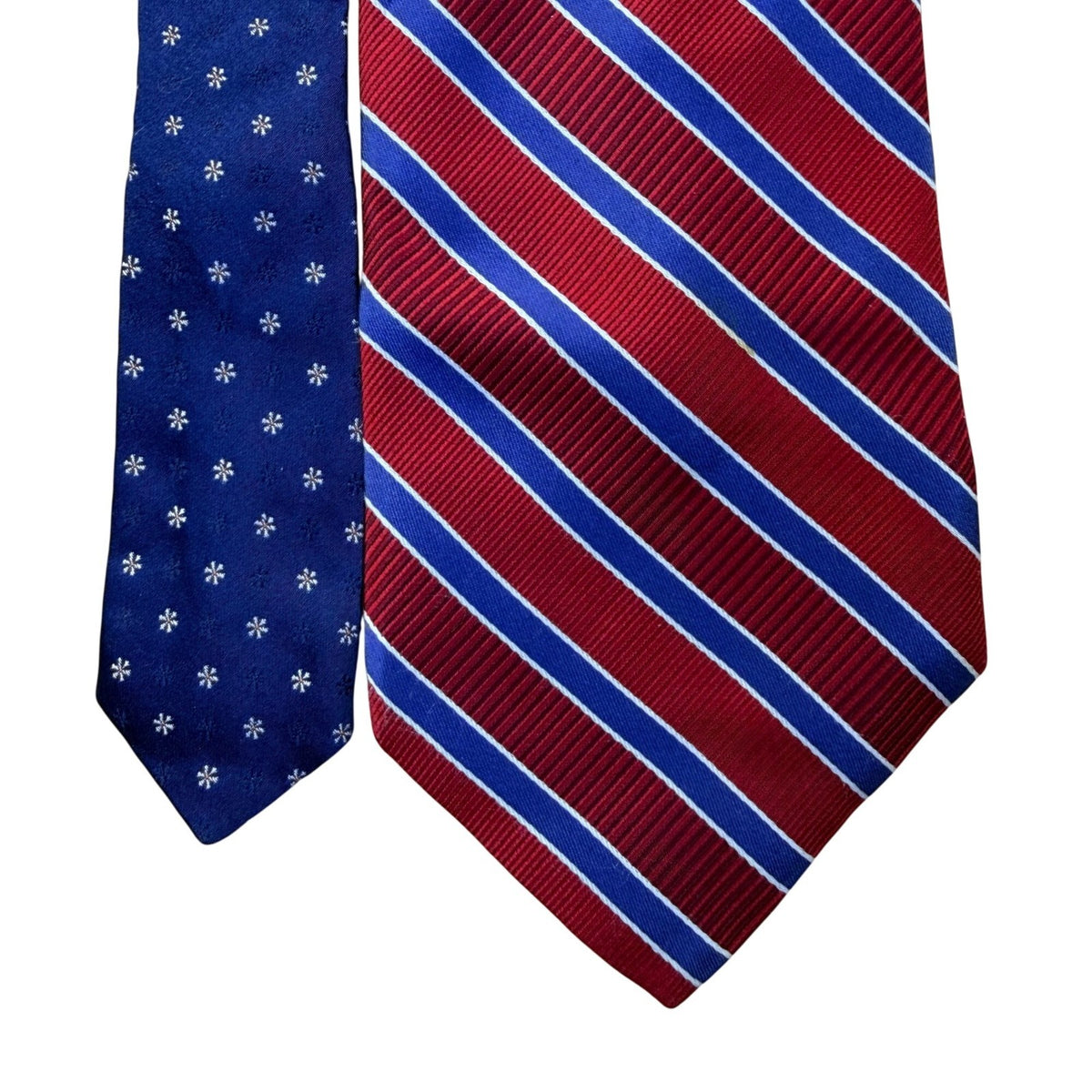 Tommy Hilfiger Mens Red & Blue 100% Silk Reversible Tie Striped & Floral Design