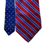 Tommy Hilfiger Mens Red & Blue 100% Silk Reversible Tie Striped & Floral Design