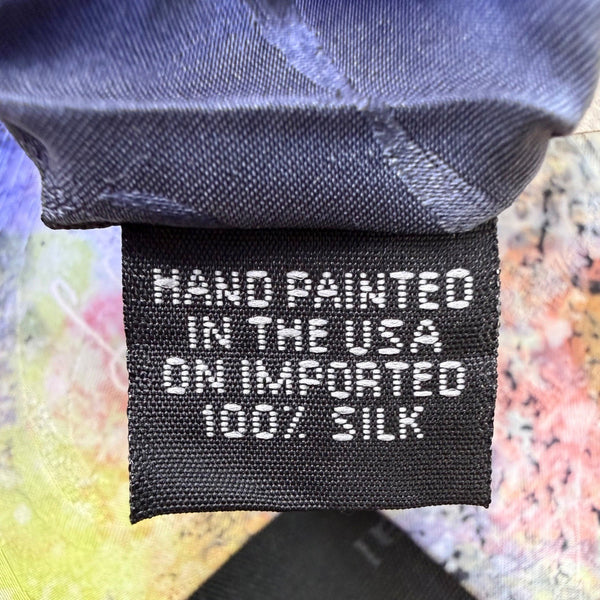 Robert Daskal Mens Multicolor 100% Silk Hand-Painted Tie Abstract Design