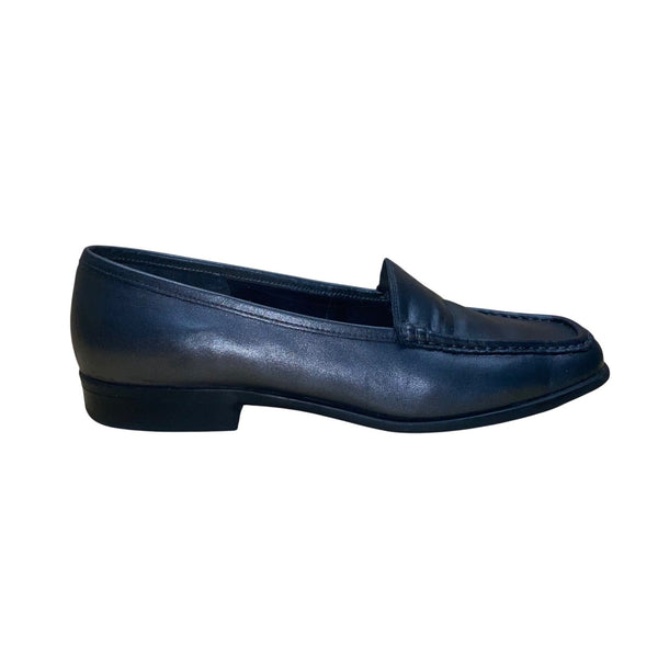 Nicole Women’s Gray Leather Slip On Square Toe Bing Loafers 7.5M