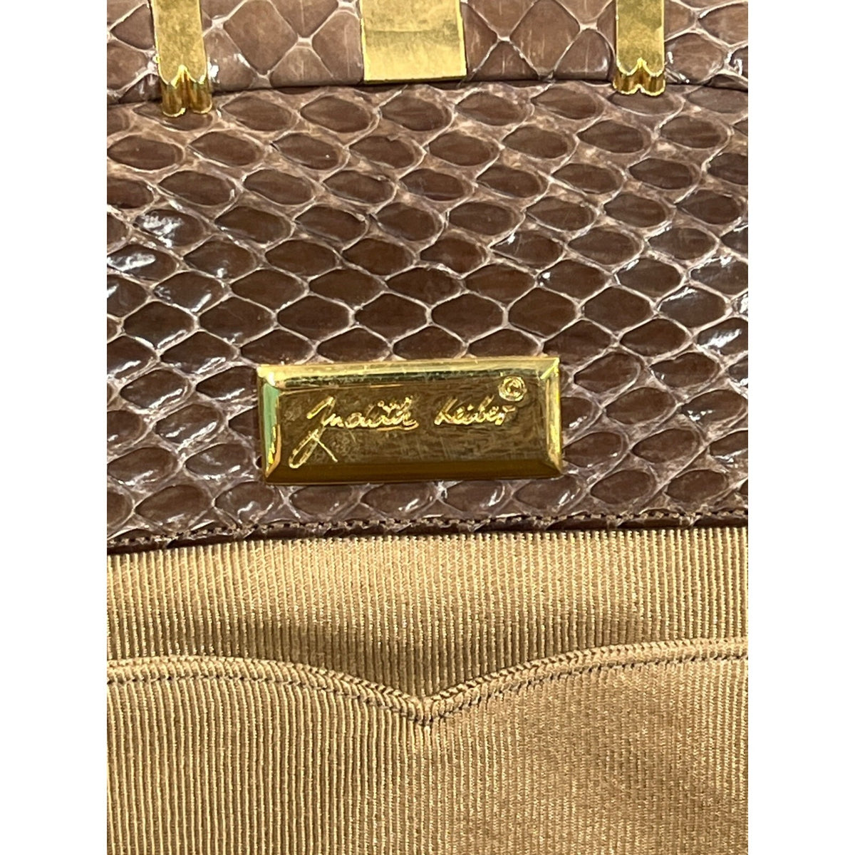 Judith Leiber Women's Brown Snake Skin & Wristlet Combo crossbody Bag Sz M
